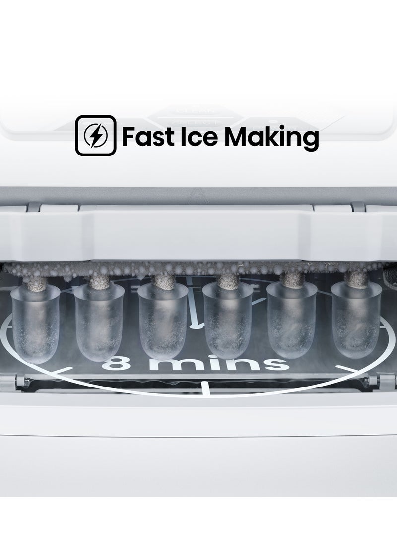 Hisense Ice Maker, Automatic Ice Making, Portable And Compact, Fast Ice Making, 2 Sizesice Cubes, Transparent View Window, Self-Cleaning 0.01 W ICM1263 White  - Image 5