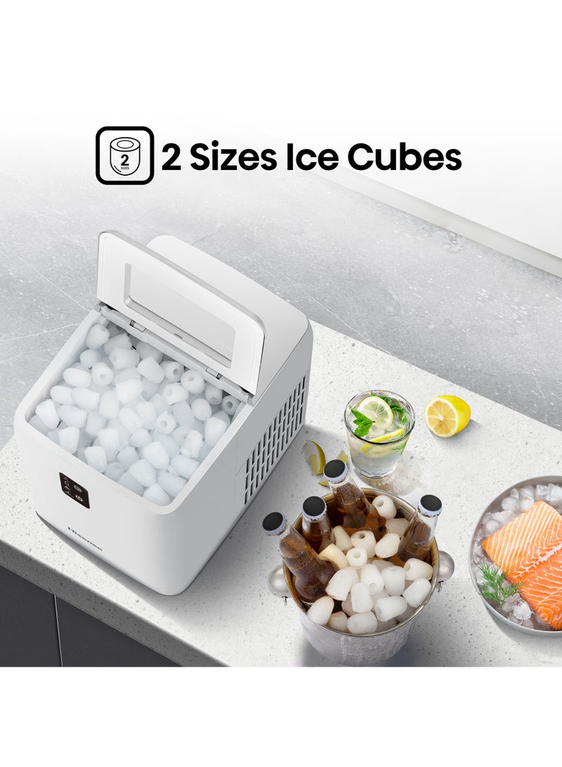 Hisense Ice Maker, Automatic Ice Making, Portable And Compact, Fast Ice Making, 2 Sizesice Cubes, Transparent View Window, Self-Cleaning 0.01 W ICM1263 White  - Image 3