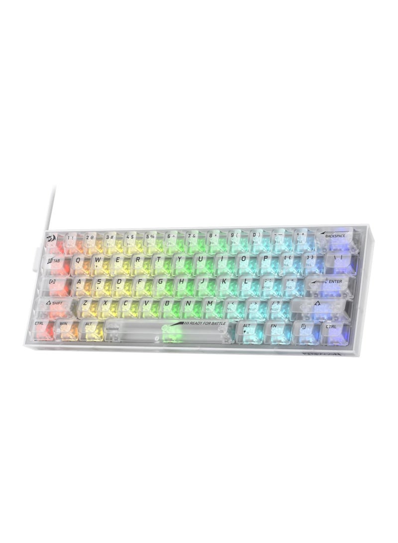 REDRAGON - K617 SE 60% Wired RGB Gaming Keyboard, 61 Keys Compact Full-Transparent Mechanical Keyboard w/Translucent Board, Custom Linear Switch, Pro Driver/Software Supported - Image 1