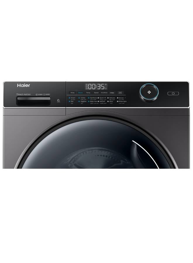 Haier - Washing Machine  9 KG Front Loading ,WiFi Haismart Direct Motion inverter Motor 525mm Super Drum Steam - HW90-B14959S8TU1 Dark Silver - Image 1