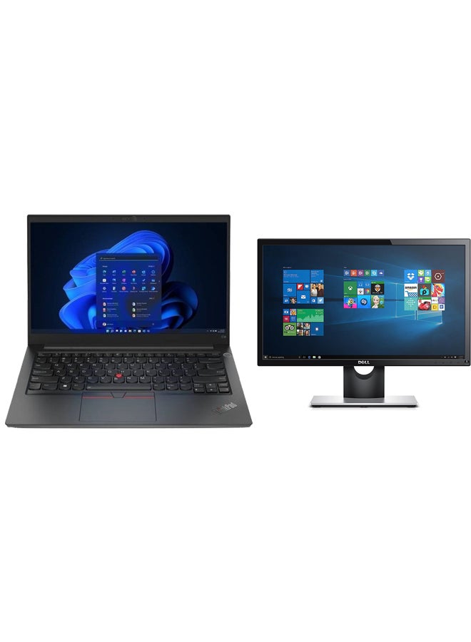 Lenovo ThinkPad E14 Laptop With 15.6-inch Full HD Display, Core i5-1235U Processor/32GB RAM/1TB SSD/Windows 11/Intel Iris Xe Graphics +E2216HV Monitor With 22 Inch Full HD English/Arabic Black  - Image 1