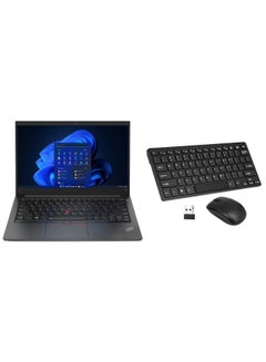 لابتوب ثينك باد E14 مع شاشة 15.6 بوصة كاملة الوضوح ، معالج كور i5-1235U / ذاكرة وصول عشوائي رام 32 جيجابايت / 1 تيرابايت اس اس دي / نظام تشغيل ويندوز 11 / بطاقة رسومات انتل ايريس اكس اي + لوحة مفاتيح لاسلكية محمولة مع مجموعة ماوس الإنجليزية/العربية أسود