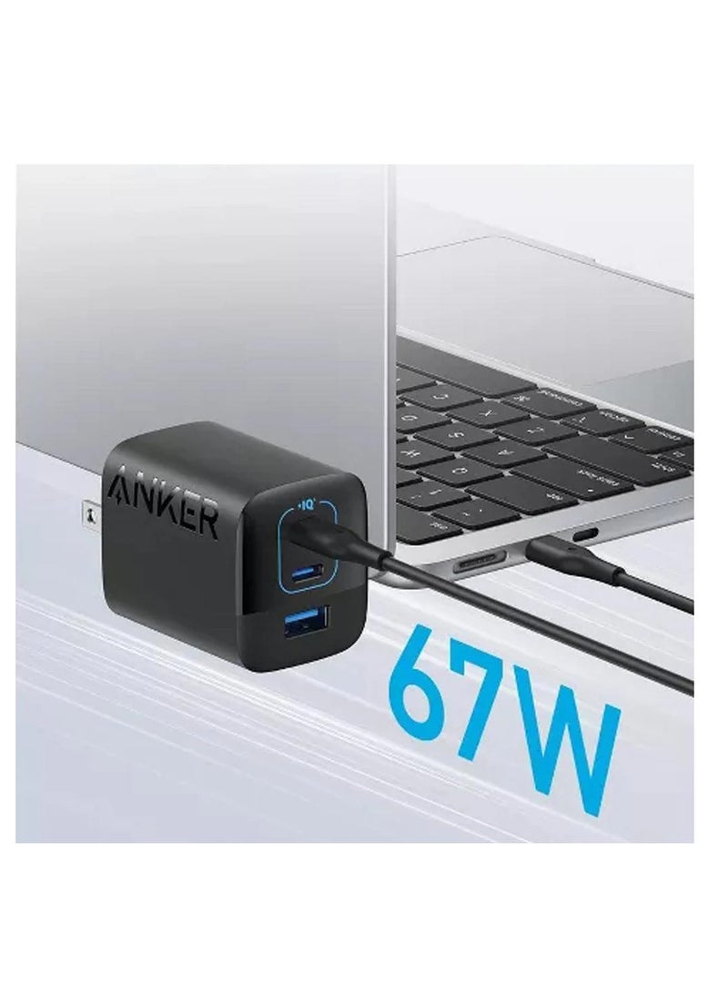Anker Anker 67W USB C Charger, 3 Port PIQ 3.0 Compact and Foldable Fast Charger for MacBook Pro, iPad, Galaxy, Pixel, iPhone and More Black  - Image 4