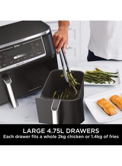 Ninja Foodi Max Dual Zone Air Fryer With Smart Cook System | 9.5L | 2 Drawers | 6 Functions | SYNC And Match Features | Dishwasher Safe | 9.5 L 2470 W AF451 Black  - Image 3