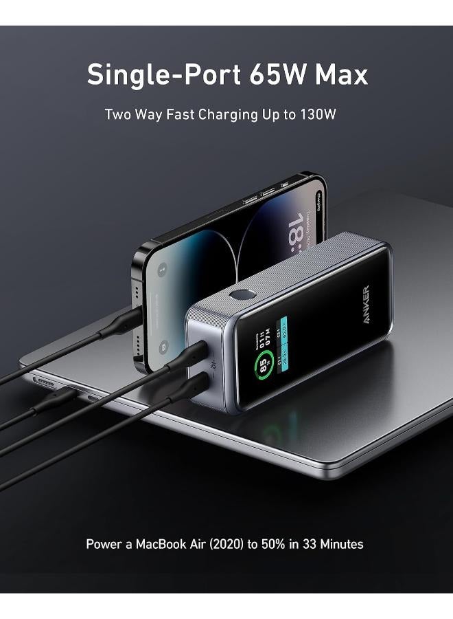 Anker - 12000 mAh Prime Power Bank, 12,000mAh 2-Port Portable Charger with 130W Output, Smart Digital Display, Compatible with iPhone 14/13 Series, Samsung, MacBook, Dell, and More Black - Image 1
