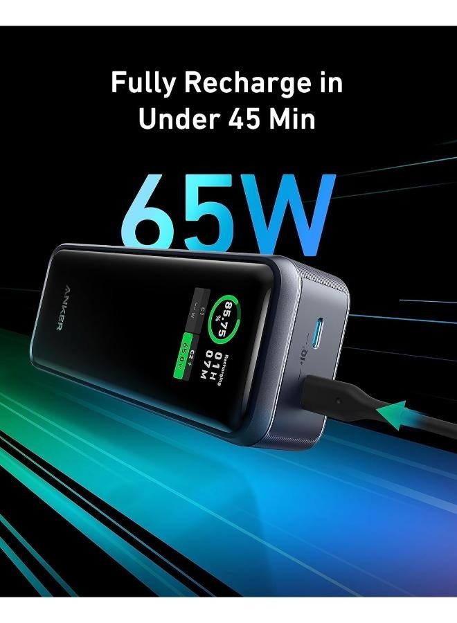Anker - 12000 mAh Prime Power Bank, 12,000mAh 2-Port Portable Charger with 130W Output, Smart Digital Display, Compatible with iPhone 14/13 Series, Samsung, MacBook, Dell, and More Black - Image 1