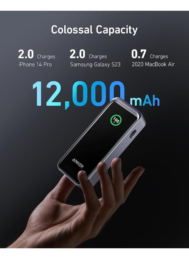 Anker - 12000 mAh Prime Power Bank, 12,000mAh 2-Port Portable Charger with 130W Output, Smart Digital Display, Compatible with iPhone 14/13 Series, Samsung, MacBook, Dell, and More Black - Image 1