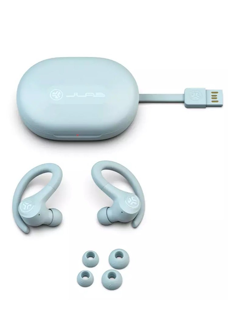 Jlab GO AIR SPORT TRUE WIRELESS Bluetooth EARBUDS with Smaller Earhook Design, 3 EQ Sound Settings Signature, 32+ Hours Bluetooth Playtime Light Blue  - Image 3