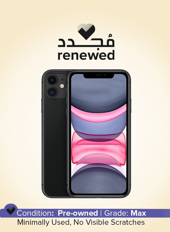 ابل  Renewed - Iphone 11 Physical Dual Sim With Facetime Black 128Gb 4G Lte - international version - Image 1