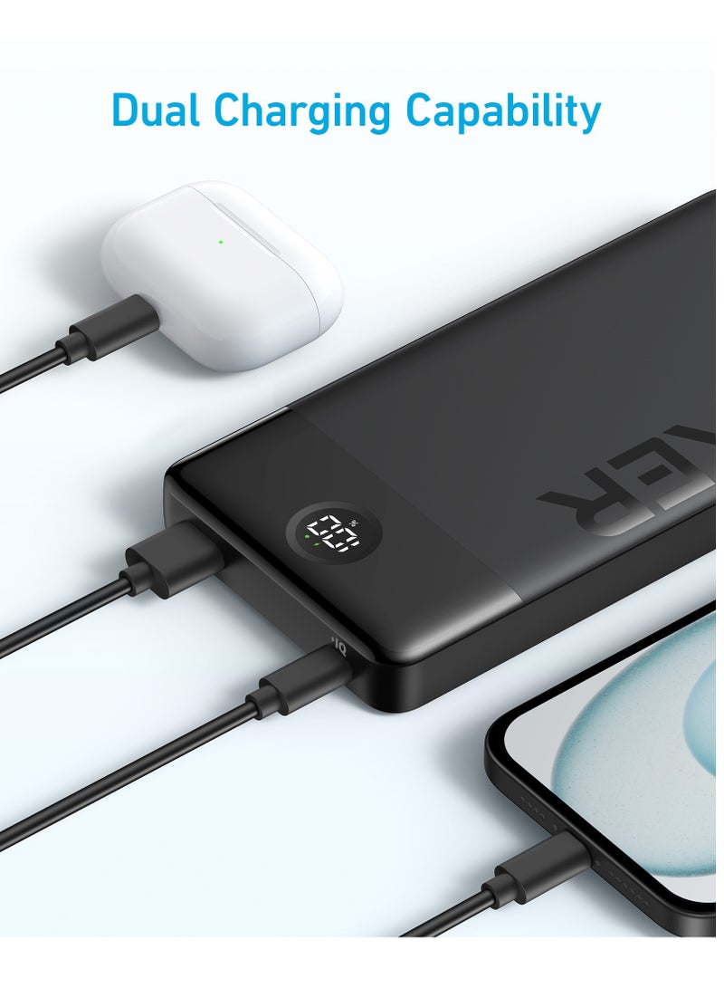 Anker - 10000 mAh Anker External Battery, 324 Power Bank with 2 Ports, Fast Charging 12W for iPhone 15 14 13 Pro, Huawei, iPad Pro/Air, Samsung Galaxy and Plus Encore, Black - Image 1