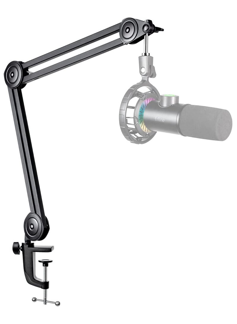 فيفين BM63 Microphone Boom Arm Stand Heavy Duty, Suspension Scissor Adjustable Mic Stand with Desk Mount, 5/8" Screw, Cable Ties, for Recording Gaming Streaming Podcasting BM63 Black  - Image 1