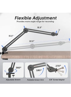 BM63 Microphone Boom Arm Stand Heavy Duty, Suspension Scissor Adjustable Mic Stand with Desk Mount, 5/8" Screw, Cable Ties, for Recording Gaming Streaming Podcasting BM63 Black - pnsku/N70097538V/45/_/1722571321/4b96d356-048b-4a22-9858-12d53909a6da