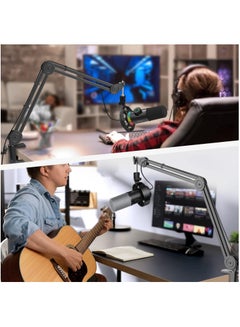 BM63 Microphone Boom Arm Stand Heavy Duty, Suspension Scissor Adjustable Mic Stand with Desk Mount, 5/8" Screw, Cable Ties, for Recording Gaming Streaming Podcasting BM63 Black - pnsku/N70097538V/45/_/1722571322/0037d1d5-005b-441e-b662-495516074588