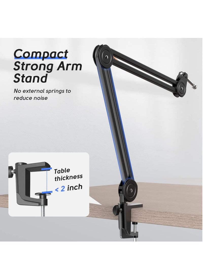 فيفين BM63 Microphone Boom Arm Stand Heavy Duty, Suspension Scissor Adjustable Mic Stand with Desk Mount, 5/8" Screw, Cable Ties, for Recording Gaming Streaming Podcasting BM63 Black  - Image 3