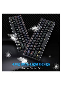 REDRAGON K613 JAX 60% Gaming Mechanical Keyboard - Blue Switches - Rainbow LED Lighting - Black  - Image 3