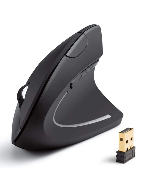 AK-98ANWVM-UBA 2.4G Wireless Vertical Ergonomic Optical Mouse, 800/1200 /1600 DPI, 5 Buttons for Laptop, Desktop, PC & Macbook - Black