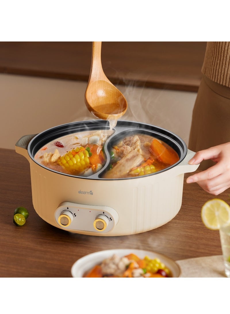 Non-Stick Portable Inner Liner Electric Cooking Pot,6L Large Capacity Multifunctional DoubleDesign Hot Pot with 2Level Adjustment Temperature Control, 2000W Electric Skillet, Frying Pan, Electric Saucepan, for Noodles, Egg, Steak, Oatmeal and Soup 6 L 2000 W DG50W Beige - pnsku/N70097559V/45/_/1722571354/ce282629-7fd3-4882-a8b4-7b1b60cca33d