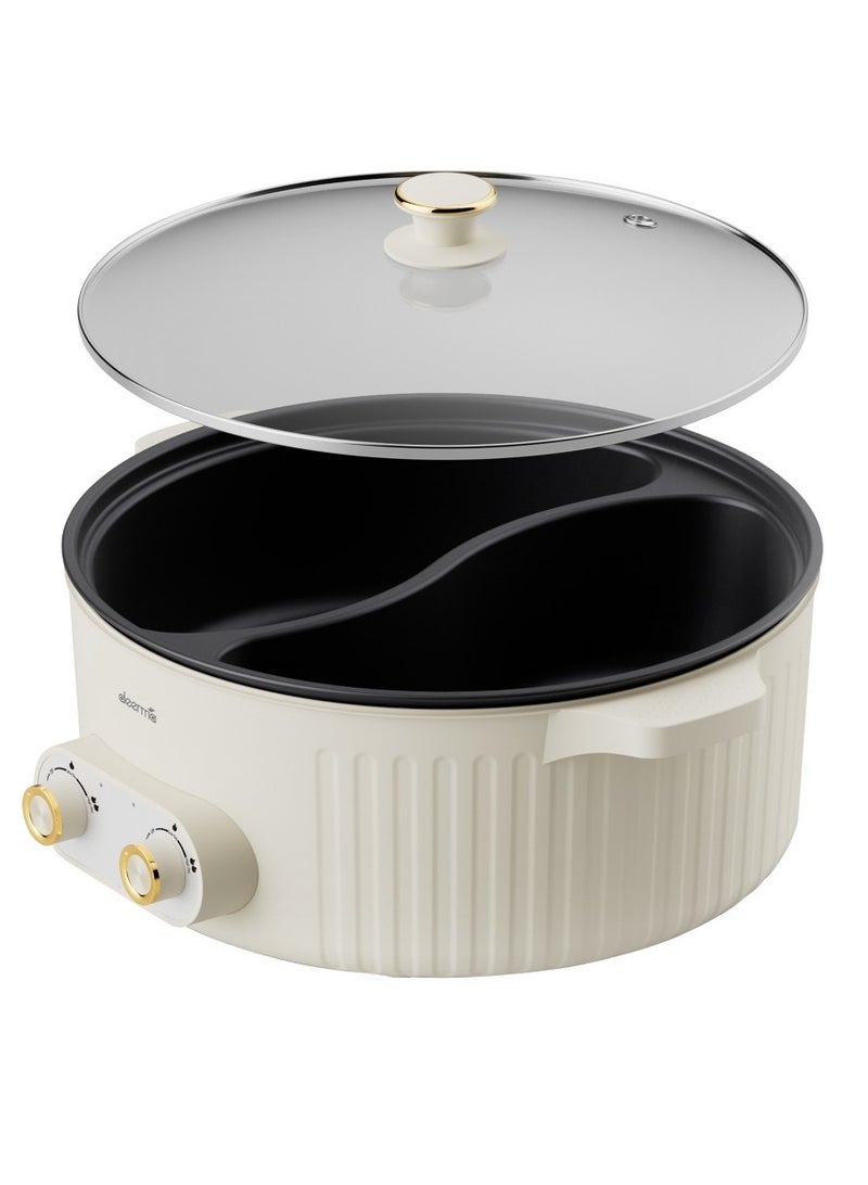 Non-Stick Portable Inner Liner Electric Cooking Pot,6L Large Capacity Multifunctional DoubleDesign Hot Pot with 2Level Adjustment Temperature Control, 2000W Electric Skillet, Frying Pan, Electric Saucepan, for Noodles, Egg, Steak, Oatmeal and Soup 6 L 2000 W DG50W Beige - pnsku/N70097559V/45/_/1735910935/5817b5f7-539e-4047-b601-51b6382c8df3