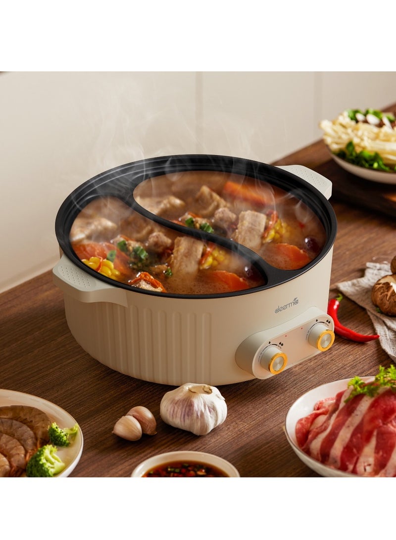 Non-Stick Portable Inner Liner Electric Cooking Pot,6L Large Capacity Multifunctional DoubleDesign Hot Pot with 2Level Adjustment Temperature Control, 2000W Electric Skillet, Frying Pan, Electric Saucepan, for Noodles, Egg, Steak, Oatmeal and Soup 6 L 2000 W DG50W Beige - pnsku/N70097559V/45/_/1736156510/3df7456d-fa5e-4f1b-9dbd-d1f6f9710cf3