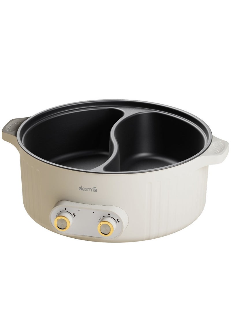 Non-Stick Portable Inner Liner Electric Cooking Pot,6L Large Capacity Multifunctional DoubleDesign Hot Pot with 2Level Adjustment Temperature Control, 2000W Electric Skillet, Frying Pan, Electric Saucepan, for Noodles, Egg, Steak, Oatmeal and Soup 6 L 2000 W DG50W Beige - pnsku/N70097559V/45/_/1736156510/fd47bdd0-441e-4ea0-8c2f-e72dd011a699