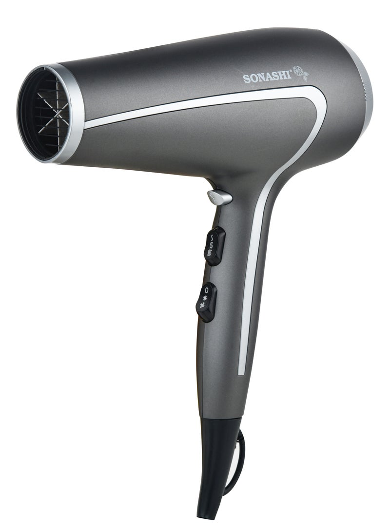 SONASHI - 3in1 Hair Dressing Set With Hair Dryer Hair Straightener And Hair Curler Featured With Ceramic Plates Wet And Dry Function Light Indicator 360 Swivel  SBS-800 Grey - Image 1