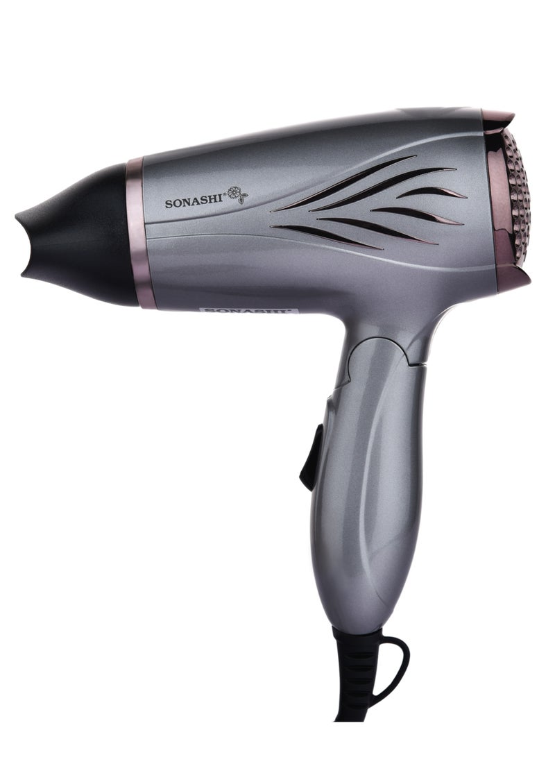 SONASHI Hair Dryer  Powerful Drying Performance With 2 Heat And 2 Speed Settings Lightweight And Portable With Overheat Protection Foldable Handle For Easy Storage Travel Friendly Professional Hair Dryer  SHD-5005N Grey/Maroon  - Image 2