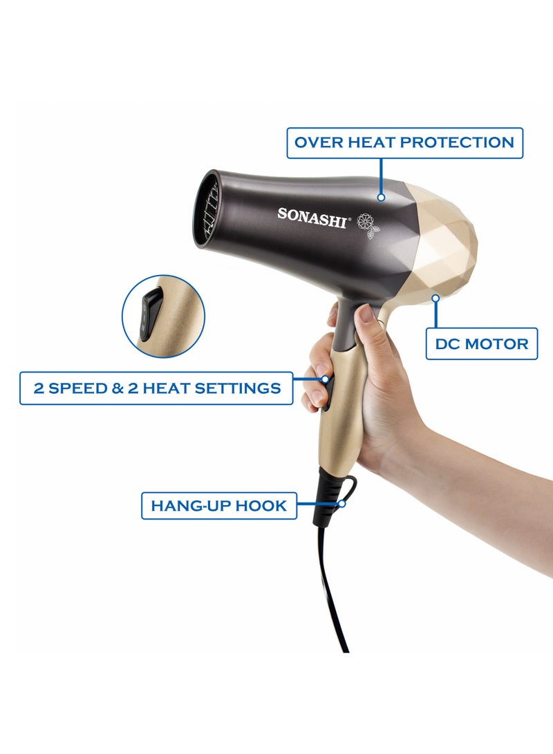 Hair Dryer With 2 Heat And 2 Speed Settings Lightweight And Portable Design With Overheat Protection Foldable Handle For Easy Storage TravelFriendly Professional Hair Dryer SHD-5008 Gold/Black - pnsku/N70097567V/45/_/1722571370/9725d010-f4f3-4caf-acc8-3c7d2920caac