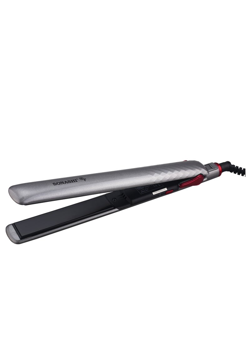 SONASHI Professional Hair Straightener With Ceramic Coating Plate Smooth Finish With Max Temperature of 200 PTC Heating On And Off Switch 360 Swivel Cord  SHS-2024N Silver  - Image 1
