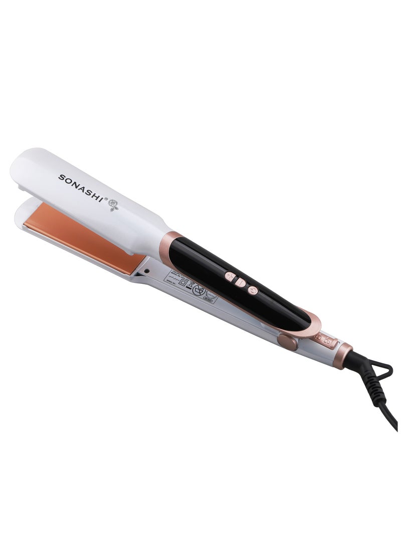 سوناشي - Professional Hair Straightener  220C Temperature With Fast HeatUp Smooth Finish Hair Straightener With Ceramic Plates For Efficient Straightening And Digital Display Screen  SHS-2084 White - Image 1