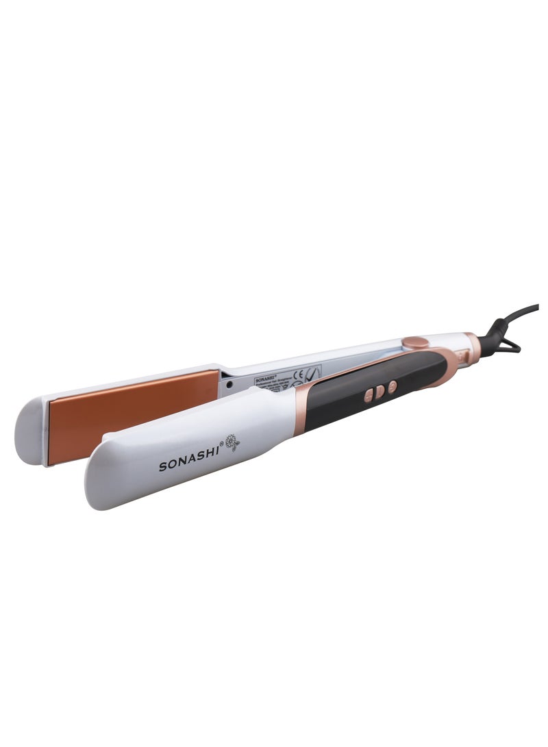 سوناشي - Professional Hair Straightener  220C Temperature With Fast HeatUp Smooth Finish Hair Straightener With Ceramic Plates For Efficient Straightening And Digital Display Screen  SHS-2084 White - Image 1