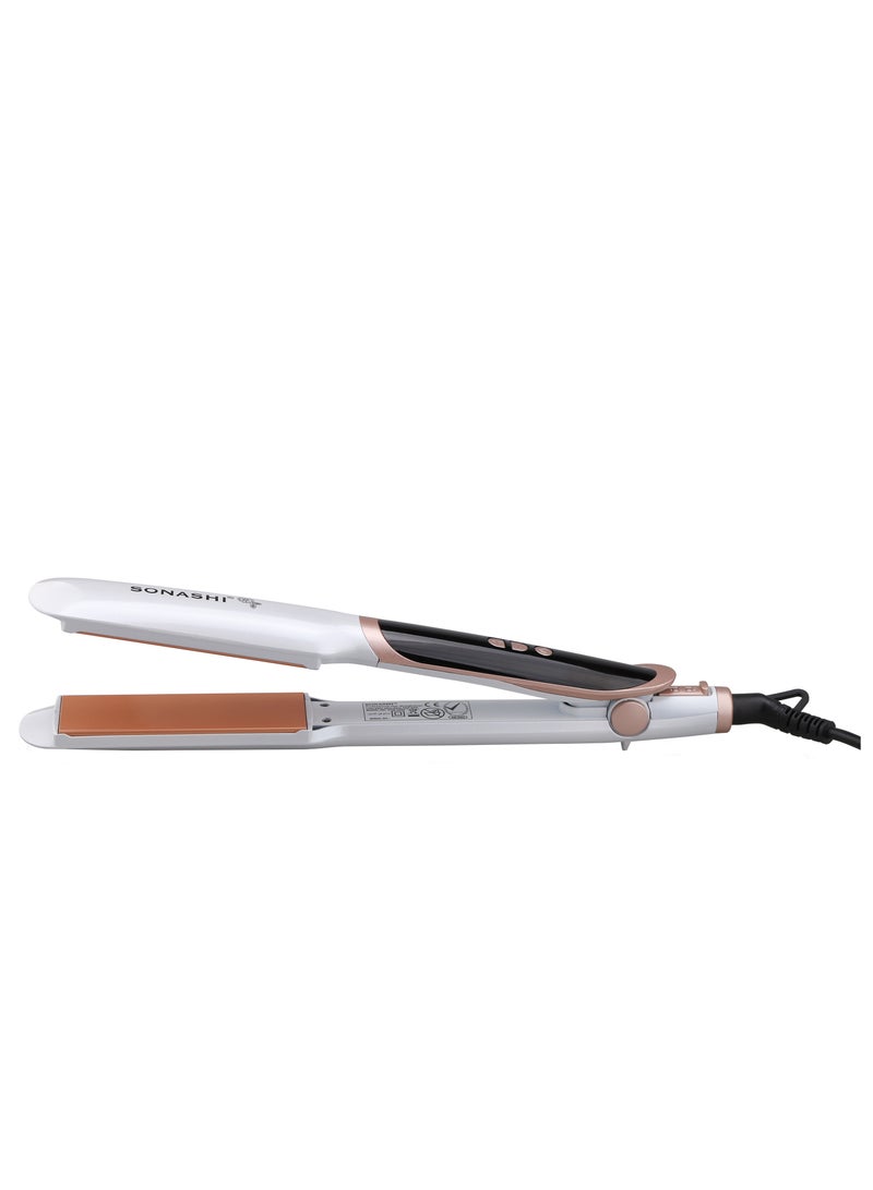 سوناشي - Professional Hair Straightener  220C Temperature With Fast HeatUp Smooth Finish Hair Straightener With Ceramic Plates For Efficient Straightening And Digital Display Screen  SHS-2084 White - Image 1