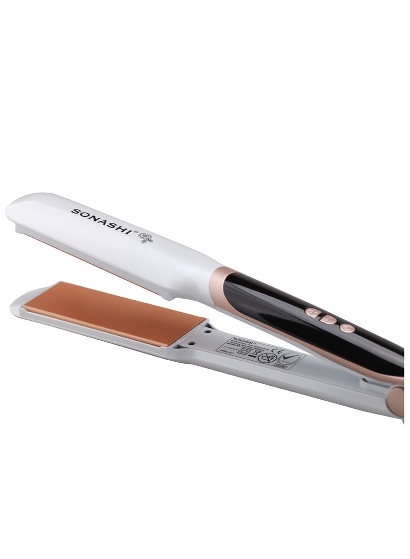 سوناشي - Professional Hair Straightener  220C Temperature With Fast HeatUp Smooth Finish Hair Straightener With Ceramic Plates For Efficient Straightening And Digital Display Screen  SHS-2084 White - Image 1
