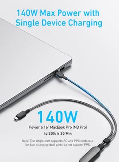 Anker Anker USB C Cable, 4 ft 2-in-1 USB C to USB C Cable 140W Max, Fast Charging for iPhone 15/15 Pro/15 Pro Max/15 Plus, Samsung S24/S23, MacBook Air/Pro, Lenovo, HP, iPad, and More (USB 2.0, Braided) Black  - Image 3