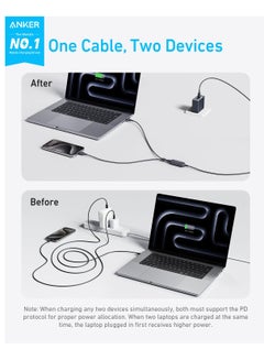 Anker Anker USB C Cable, 4 ft 2-in-1 USB C to USB C Cable 140W Max, Fast Charging for iPhone 15/15 Pro/15 Pro Max/15 Plus, Samsung S24/S23, MacBook Air/Pro, Lenovo, HP, iPad, and More (USB 2.0, Braided) Black  - Image 2