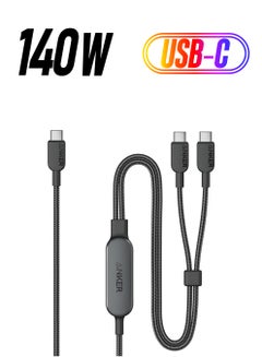 Anker Anker USB C Cable, 4 ft 2-in-1 USB C to USB C Cable 140W Max, Fast Charging for iPhone 15/15 Pro/15 Pro Max/15 Plus, Samsung S24/S23, MacBook Air/Pro, Lenovo, HP, iPad, and More (USB 2.0, Braided) Black  - Image 1