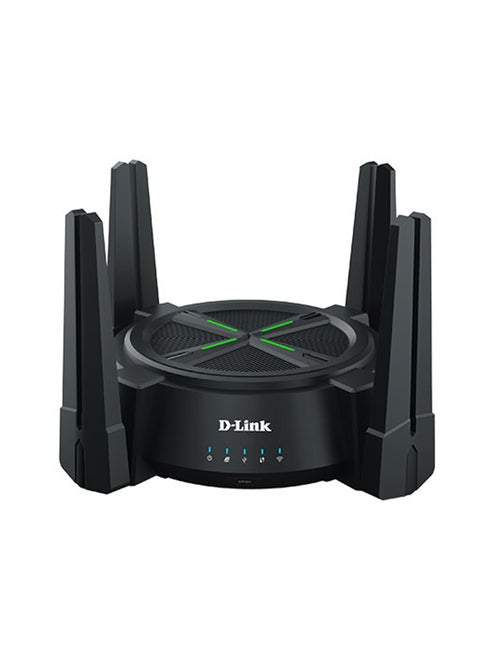 DIR-X6080Z AX6000 Multi Gigabit Dual-Band Wi-Fi 6 Router, Next-Gen 6000Mbps Speeds, Wi-Fi speeds of 6.0 Gbps, OFDMA and MU-MIMO, 2.5G Multi-Gigabit Port; 1× 2.5 Gbps WAN + 1× 2.5 Gbps LAN 3× Gigabit LAN ports + 1× USB 3.0 port, Beamforming, eight antennas, Extreme powerful Quad-Core CPUs at 2.0GHz, support Easy mesh Black