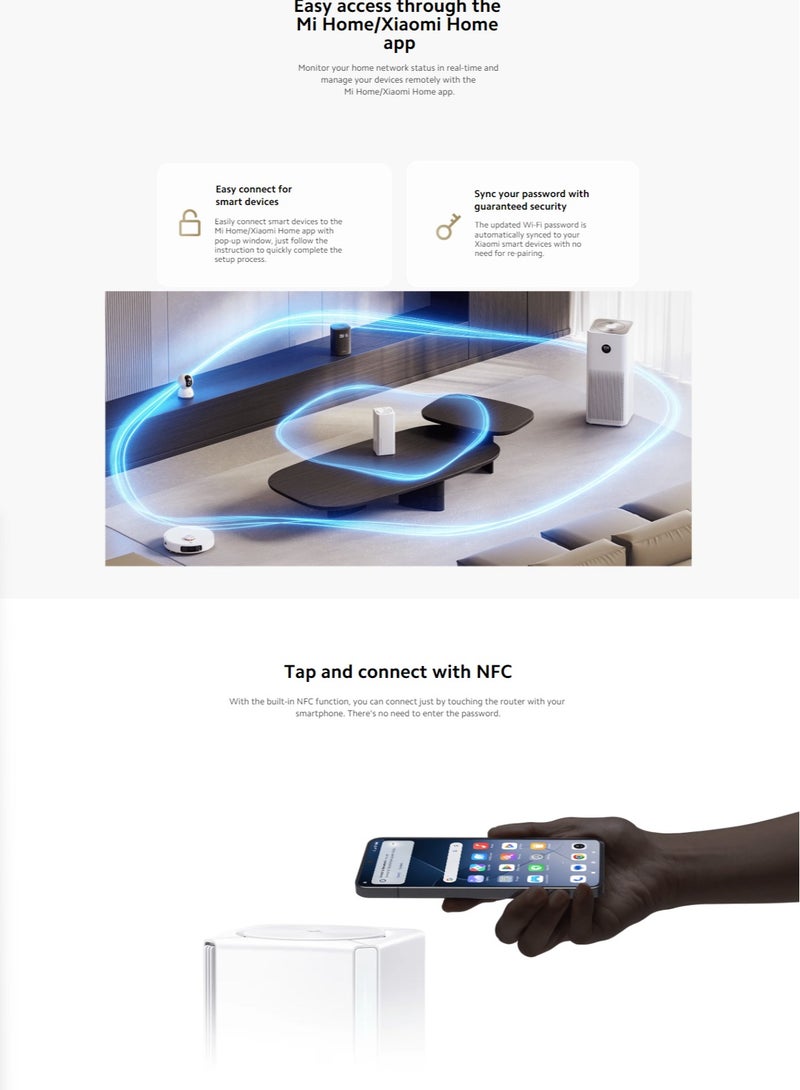 Xiaomi - Mesh System AX3000 NE 2-pack,2.4GHz/5GHz Dual-band Wi-Fi 6 Speed Up To 3000Mbps NFC Supporting-Global Version White - Image 1