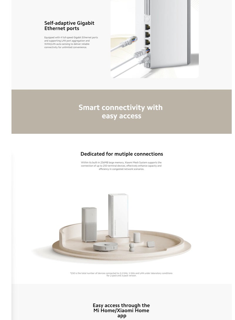 Xiaomi - Mesh System AX3000 NE 2-pack,2.4GHz/5GHz Dual-band Wi-Fi 6 Speed Up To 3000Mbps NFC Supporting-Global Version White - Image 1