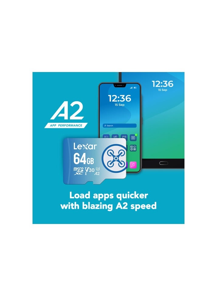 Fly 64gb Microsdxc Uhs-i Cards, Up To 160mb/s Read And 60mb/s Write C10 A2 V30 U3 64 GB