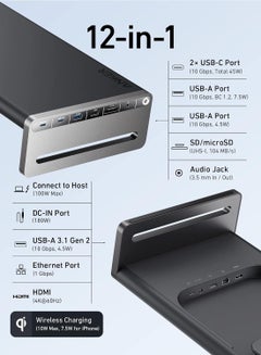 Anker 675 USB-C Docking Station (12-in-1, Monitor Stand) with 10Gbps USB-C Ports, 4K@60Hz HDMI Display, for Wireless Charging Pad, Lenovo ThinkPad, MacBook Pro M1 / M2 and More USB-C Devices Black  - Image 2