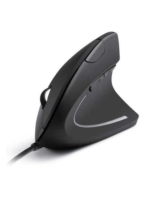 Vertical ergonomic optical mouse – USB cable compatible, for right handers, hand and joint comfort, 1000/1600 DPI, 5 Buttons Black