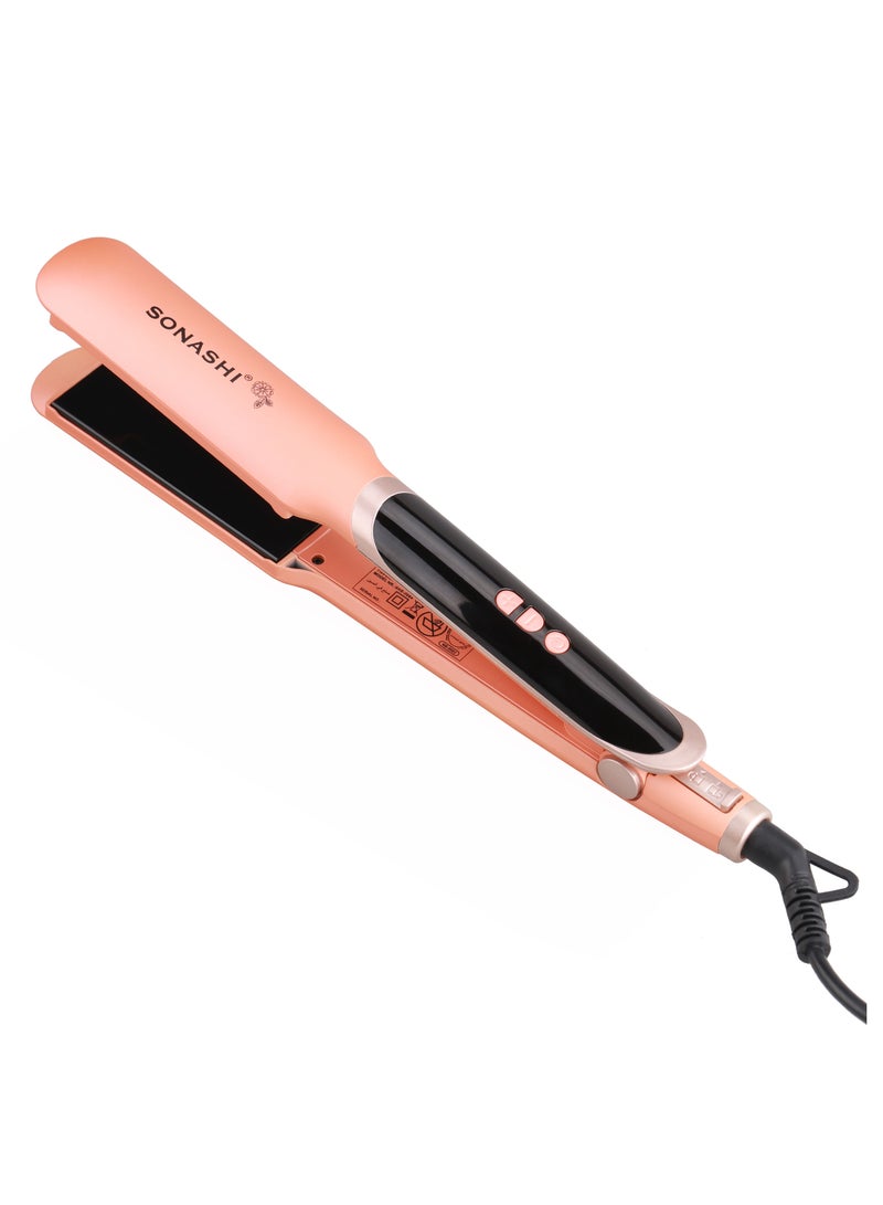 SONASHI Professional Hair Straightener 220C Temperature With Fast HeatUp Smooth Finish Hair Straightener With Ceramic Plates For Efficient Straightening And Digital Display Screen Salon Quality Styling  SHS-2084 Peach  - Image 2