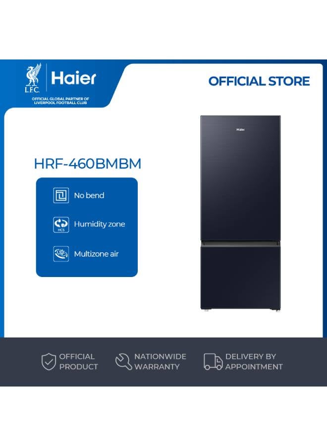 Haier Refrigerator 2-Door , Bottom Mount, Humidity Zone, Super Cool and Super Freezer, Multi-Zone Air, TWIN-Inverter 433 Liter (Net Capacity)- Black Metal Color - ‎HRF-460BMBM black - Image 1