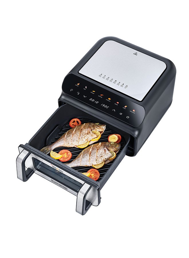 BLACK+DECKER - 5-in-1 Pizza Grill Aerofry Oven, 10.5L, LED Touch Panel, 8 Presets, 80-230°C Adjustable Temp, 60-Min Timer, Preheat Function, 10" Pizza Tray included 10.5 L 2000 W PGAF105-B5 Stainless steel - Image 1