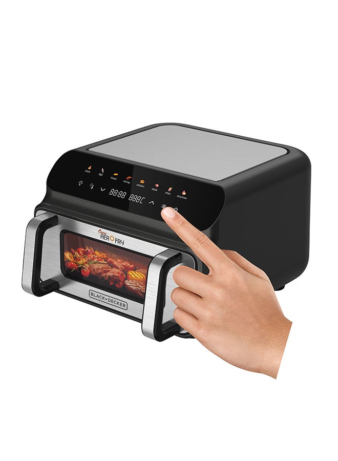 BLACK+DECKER - 5-in-1 Pizza Grill Aerofry Oven, 10.5L, LED Touch Panel, 8 Presets, 80-230°C Adjustable Temp, 60-Min Timer, Preheat Function, 10" Pizza Tray included 10.5 L 2000 W PGAF105-B5 Stainless steel - Image 1