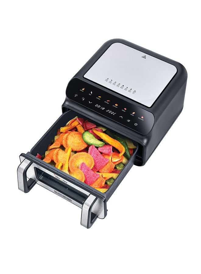 BLACK+DECKER - 5-in-1 Pizza Grill Aerofry Oven, 10.5L, LED Touch Panel, 8 Presets, 80-230°C Adjustable Temp, 60-Min Timer, Preheat Function, 10" Pizza Tray included 10.5 L 2000 W PGAF105-B5 Stainless steel - Image 1