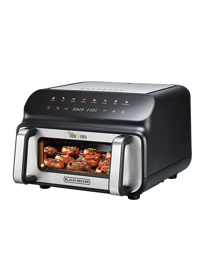 BLACK+DECKER - 5-in-1 Pizza Grill Aerofry Oven, 10.5L, LED Touch Panel, 8 Presets, 80-230°C Adjustable Temp, 60-Min Timer, Preheat Function, 10" Pizza Tray included 10.5 L 2000 W PGAF105-B5 Stainless steel - Image 1