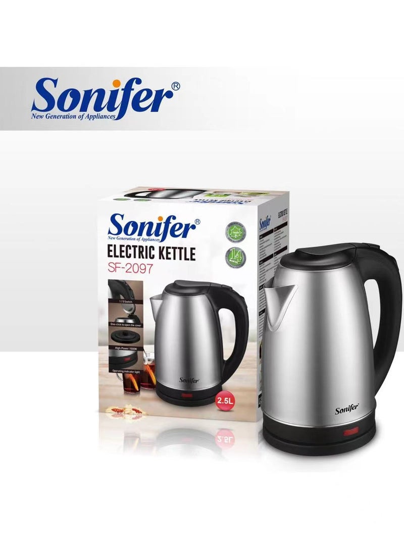سونفير غلاية كهربائية سونيفر SF-2097، سعة 2.5 لتر، 1500 واط - أسود فضي