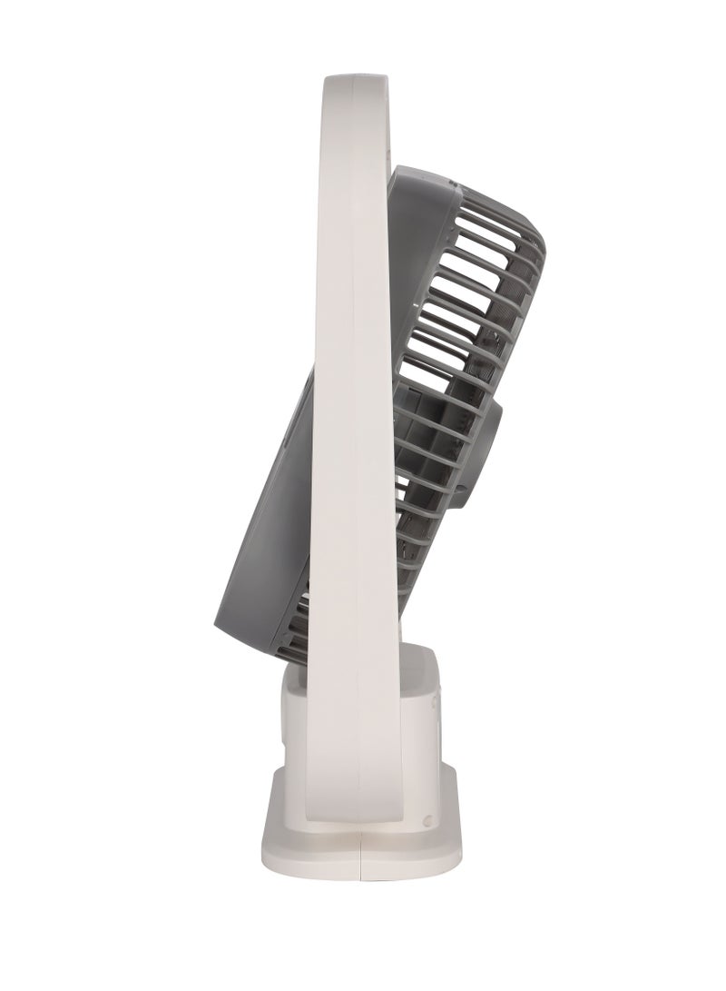 KRYPTON 8" Rechargeable Fan With Light, 3 Speed Selection With LED Light Function, Rechargeable Lithium Battery, 10 Hours Working Time Of Fan, 30 Hours Working Time Of LED KNF6131 White - Image 5