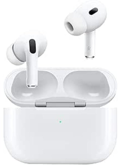 Airbuds Pro 2F In Ear TWS Active Noise Cancellation, Pop-up window and tap function, HIFI clear voice, BT5.2, included in the box are a Silicone case and lanyard - White